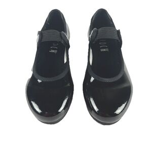 BLOCH Girls Black Tap Shoes Size 10W Techno Tap #5H Button Strap Dance Recital
